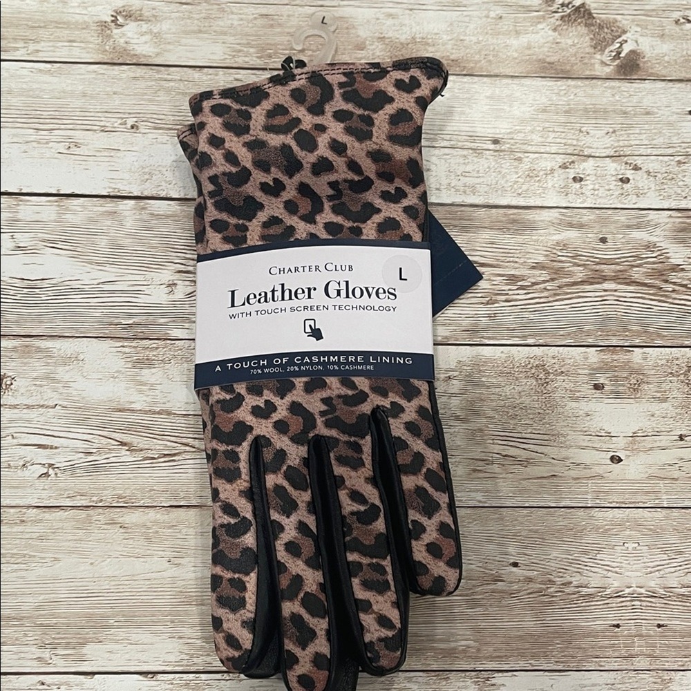 Charter Club Animal Print Women's‎ Gloves NWT Size L Retails $95